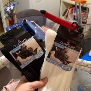 NWT. Cuddl Duds knee-Hi socks. Black and white pair. Shoe size 4-10.